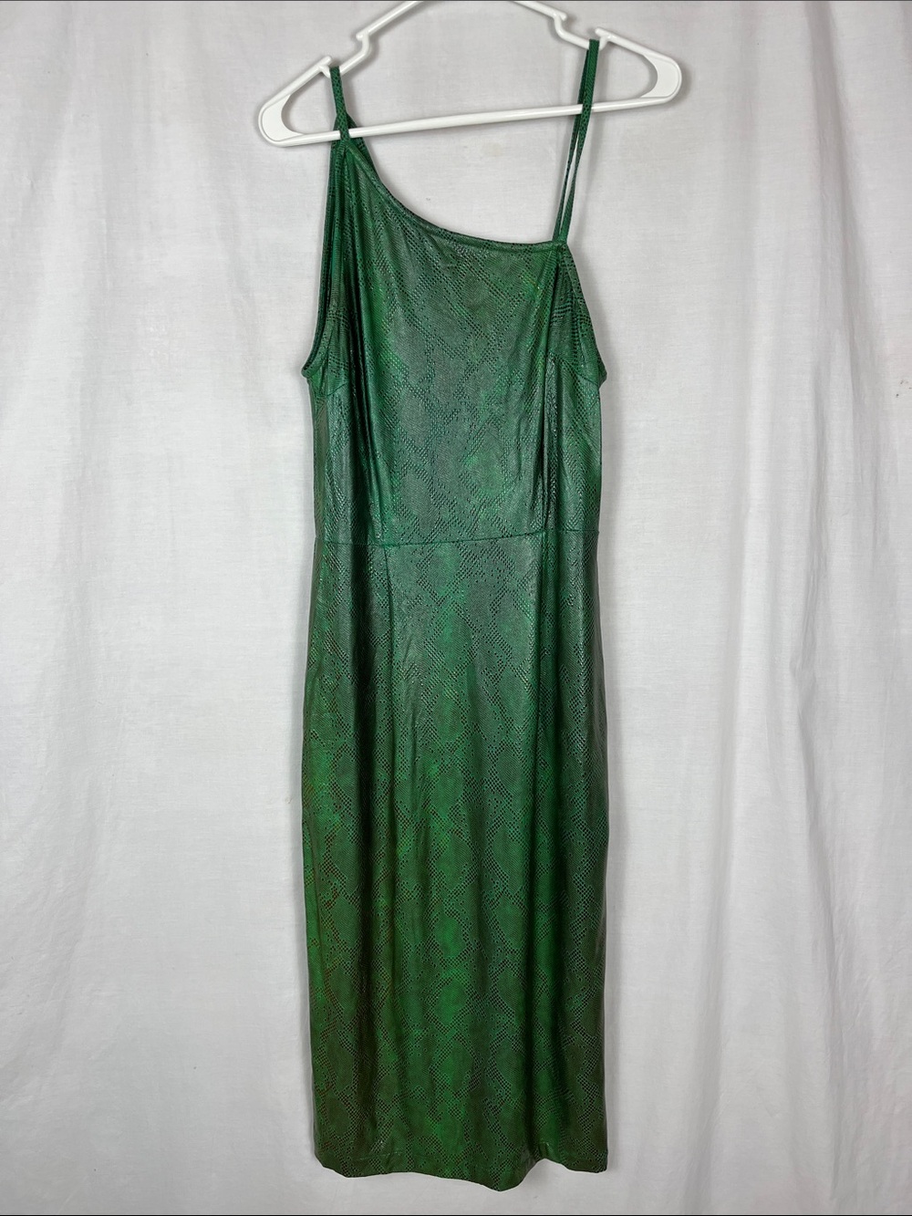 Tatyana Green and Brown Faux Snakeskin Retro Bodycon Midi Dress